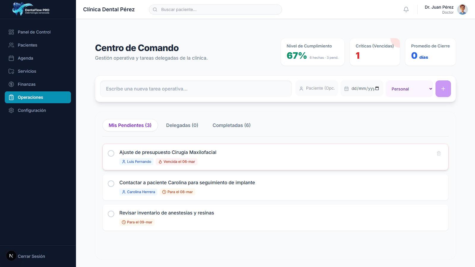 Centro de Comando Mockup